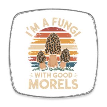 Ich bin ein Pilz mit guten Morcheln - Viereckiger Kühlschrankmagnet - Weiß - Vorne