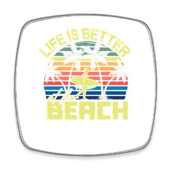 Beach Surfer Retro Sunset - Viereckiger Kühlschrankmagnet - Weiß - Vorne