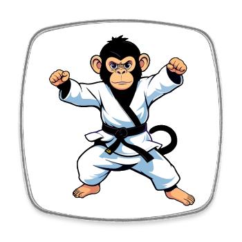Schimpansen Affe im Karate Gi Kampfsport Motiv - Viereckiger Kühlschrankmagnet - Weiß - Vorne