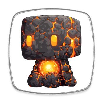 Lava Golem Flint Style - Square fridge magnet - white - Front