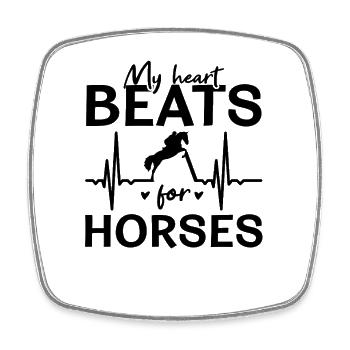 My Heart Beats For Horses - Square fridge magnet - white - Front