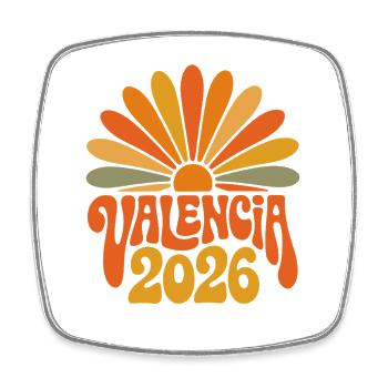 Valence 2026 Retro Sunrise - Magnet carré - blanc - Devant