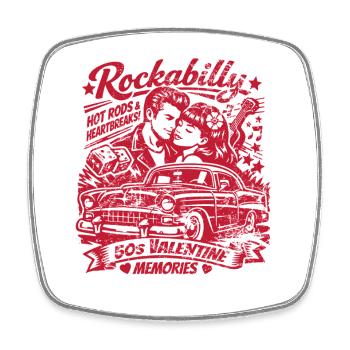Rockabilly Valentine Memories 50er Jahre Retro - Viereckiger Kühlschrankmagnet - Weiß - Vorne