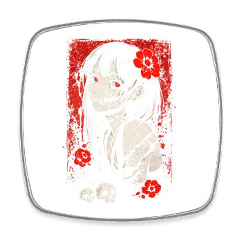 Japanisches Horror Anime Mädchen Gruseliges Goth - Viereckiger Kühlschrankmagnet - Weiß - Vorne