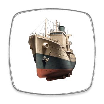 Vintage Cargo Ship Closeup - Square fridge magnet - white - Front