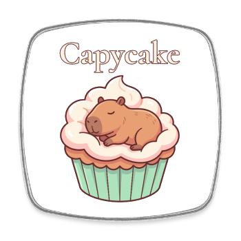 Motif mignon de cupcakes capybara capybara - Magnet carré - blanc - Devant