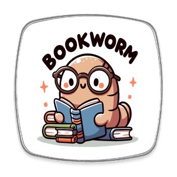 Rat de bibliothèque des spectacles en lisant - Magnet carré - blanc - Devant