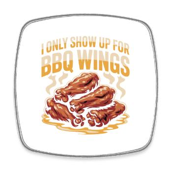 BBQ Wings Sportabend Snack Motiv - Viereckiger Kühlschrankmagnet - Weiß - Vorne