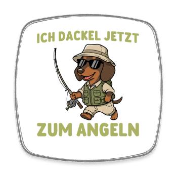 Fischerei - Ich dackel jetzt zum Angeln - Viereckiger Kühlschrankmagnet - Weiß - Vorne