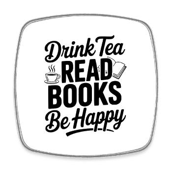 Tee trinken, Bücher lesen, glücklich sein. - Viereckiger Kühlschrankmagnet - Weiß - Vorne