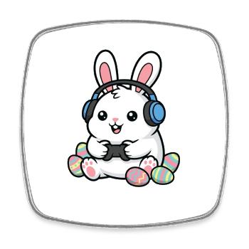 Gamer Osterhase Lustiges Gaming-Frühlingsei - Viereckiger Kühlschrankmagnet - Weiß - Vorne