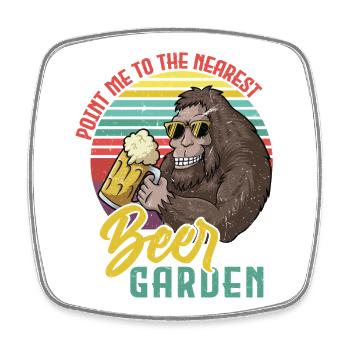 Sasquatch Beer Garden Retro - Square fridge magnet - white - Front