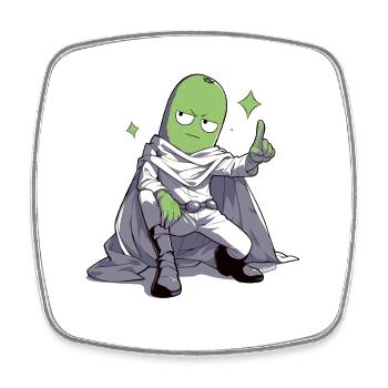 The Cucumber, Galactic Cucumber Hero in the Cape - Square fridge magnet - white - Front