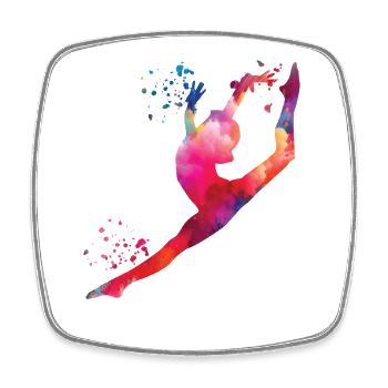 Gymnast with clubs rhythmic gymnastics - Square fridge magnet - white - Front
