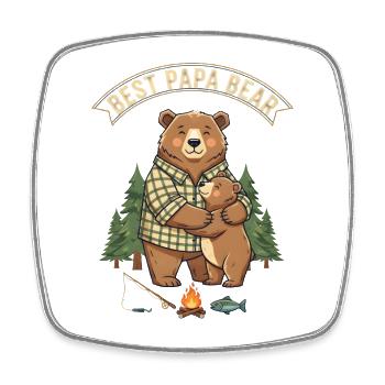Meilleur Papa Ours – Cadeau de papa ours mignon - Magnet carré - blanc - Devant
