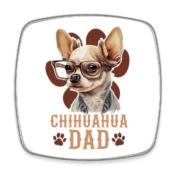 Papa Chihuahua Chihuahua - Magnet carré - blanc - Devant