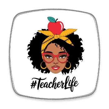 Lehrerin mit Gelbem Turban und Apfel - Viereckiger Kühlschrankmagnet - Weiß - Vorne