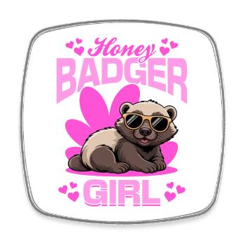 Funny Honey Badger - Viereckiger Kühlschrankmagnet - Weiß - Vorne