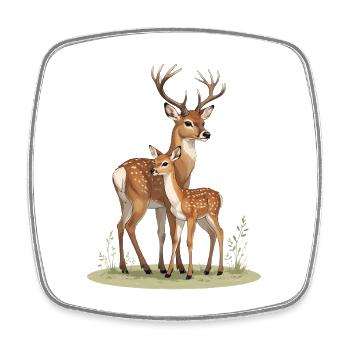 Waldrehe Duo Natursilhouette - Viereckiger Kühlschrankmagnet - Weiß - Vorne