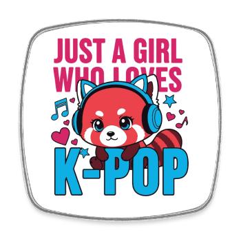 Einfach ein Mädchen, das K-Pop koreanische Musik liebt K-Pop-Fans - Viereckiger Kühlschrankmagnet - Weiß - Vorne