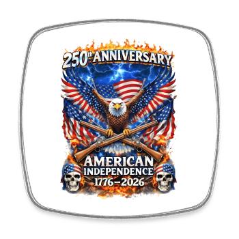 250. American Independence Eagle - Viereckiger Kühlschrankmagnet - Weiß - Vorne