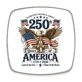 USA 250 Jahre Adler-Emblem - Viereckiger Kühlschrankmagnet - Weiß - Vorne