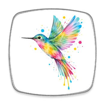 Colibri coloré – Art des oiseaux graffitis - Magnet carré - blanc - Devant