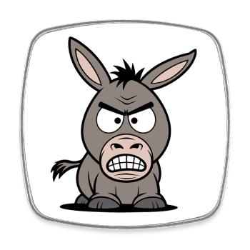 Angry Donkey Cartoon - Square fridge magnet - white - Front