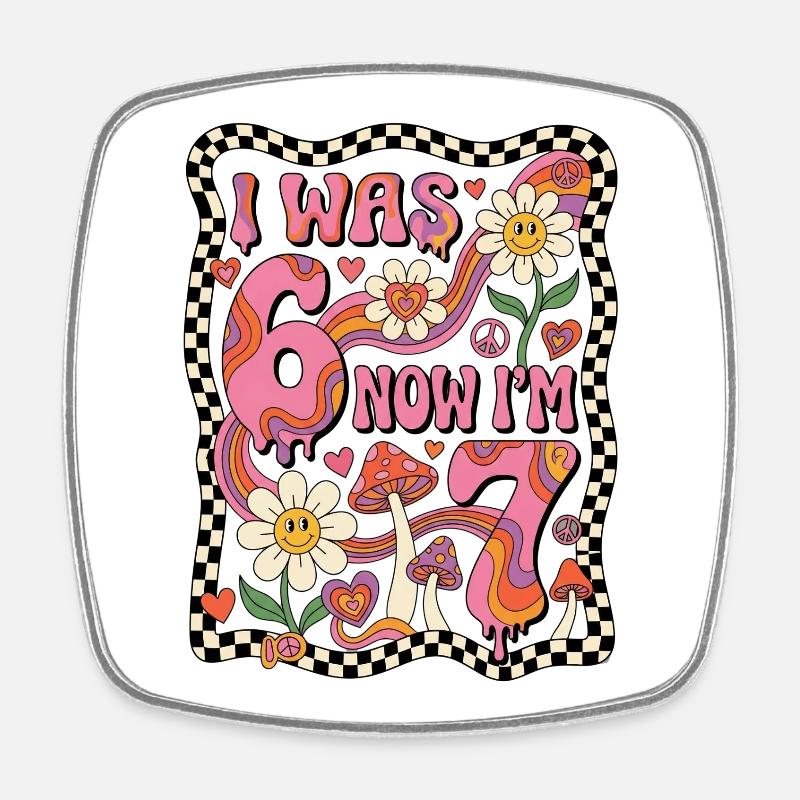I was 6 now 7 - 7.Geburtstag - Square fridge magnet - white