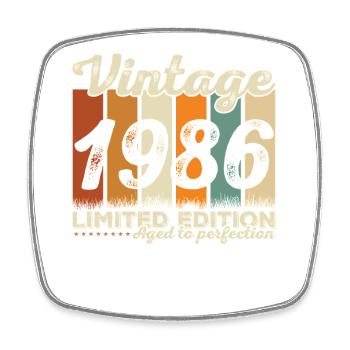 1986 Vintage Retro Geburtstagsgeschenk - Viereckiger Kühlschrankmagnet - Weiß - Vorne