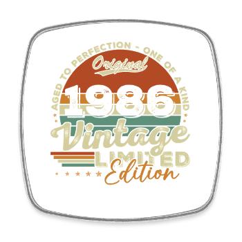 1986 Vintage Retro Geburtstagsgeschenk - Viereckiger Kühlschrankmagnet - Weiß - Vorne