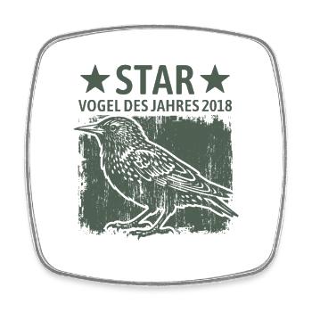 Star | Oiseau de l’année 2018 - Magnet carré - blanc - Devant