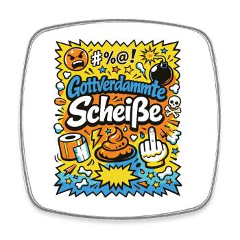 Gottverdammte Scheiße! Comic-Explosion - Viereckiger Kühlschrankmagnet - Weiß - Vorne