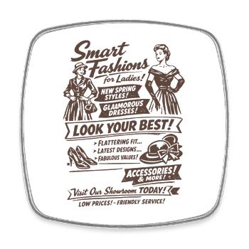 Retro Mode Nostalgie | Damen | Vintage Fashion - Viereckiger Kühlschrankmagnet - Weiß - Vorne