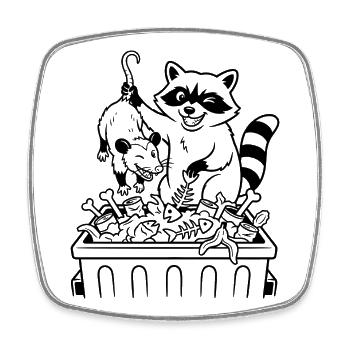 Raccoon Deluxe Dinner - Viereckiger Kühlschrankmagnet - Weiß - Vorne