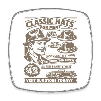 Retro Mode Nostalgie | Herren | Vintage Fashion - Viereckiger Kühlschrankmagnet - Weiß - Vorne