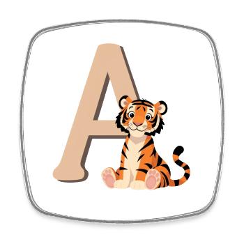 Tiger Paw at Letter A - Square fridge magnet - white - Front