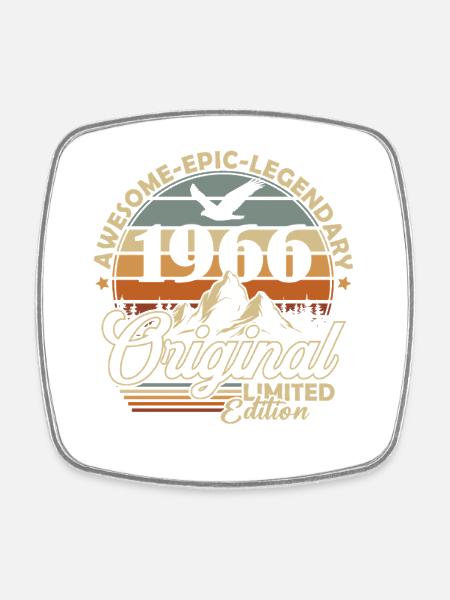 Original 1966 Vintage Jahrgang Geburtstag Retro - Viereckiger Kühlschrankmagnet - Weiß