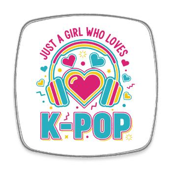 Just a girl, das koreanische K-Pop-Musik liebt - Viereckiger Kühlschrankmagnet - Weiß - Vorne