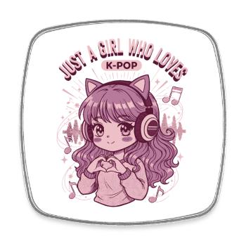Just a girl, das K-Pop liebt, niedliche Anime-Koreanische Pop-Pop-Figuren - Viereckiger Kühlschrankmagnet - Weiß - Vorne