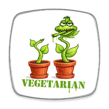 Vegetarische Fleischfressende Pflanze Cartoon - Viereckiger Kühlschrankmagnet - Weiß - Vorne