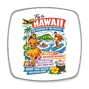Affiche du voyage de rêve à Hawaï des années 50 - Magnet carré - blanc - Devant