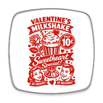 50s Valentine's milkshake for lovers - Square fridge magnet - white - Front