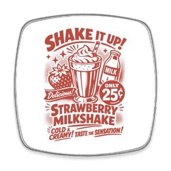 Erdbeer Milchshake 50er Jahre Retro Design - Viereckiger Kühlschrankmagnet - Weiß - Vorne
