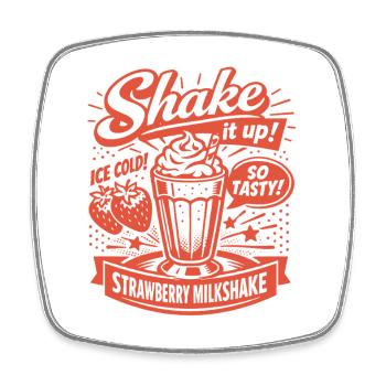 Erdbeer Milchshake 50er Jahre Retro Design - Viereckiger Kühlschrankmagnet - Weiß - Vorne