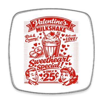 50s Valentine's milkshake for lovers - Square fridge magnet - white - Front