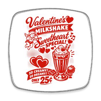 50s Valentine's milkshake for lovers - Square fridge magnet - white - Front