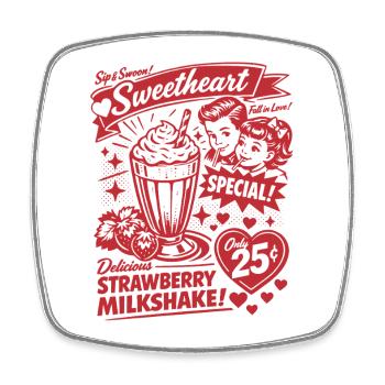 Erdbeer Milchshake 50er Jahre Retro Design - Viereckiger Kühlschrankmagnet - Weiß - Vorne