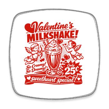 50s Valentine's milkshake for lovers - Square fridge magnet - white - Front