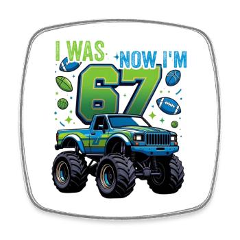 Monster Truck 7. Geburtstag Junge  - Viereckiger Kühlschrankmagnet - Weiß - Vorne